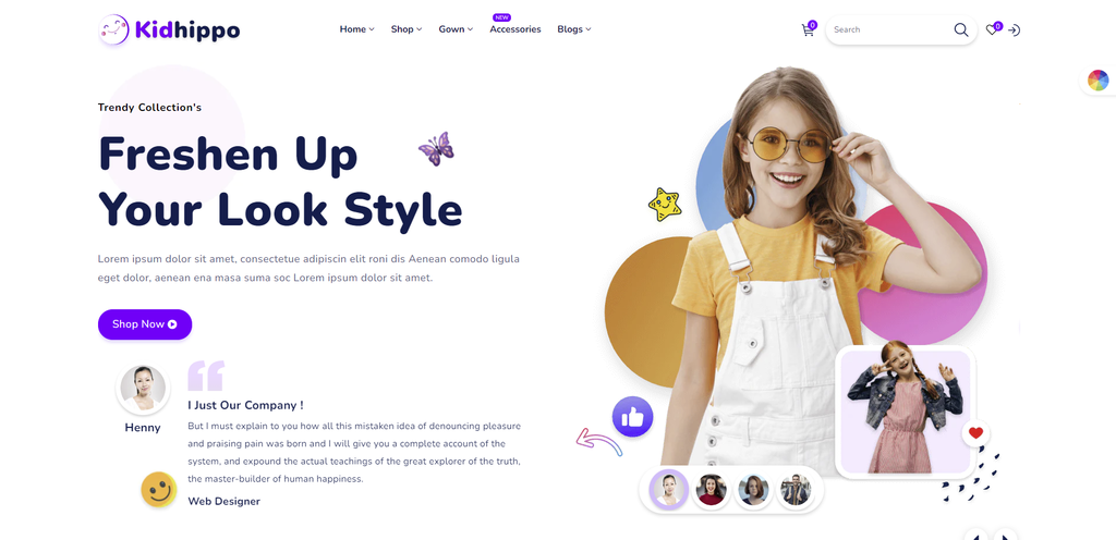 demonstração de temas de e-commerce kidhippo