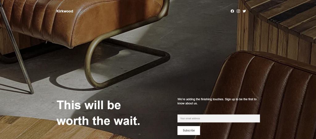 demonstração do tema kirkwood para lojas virtuais