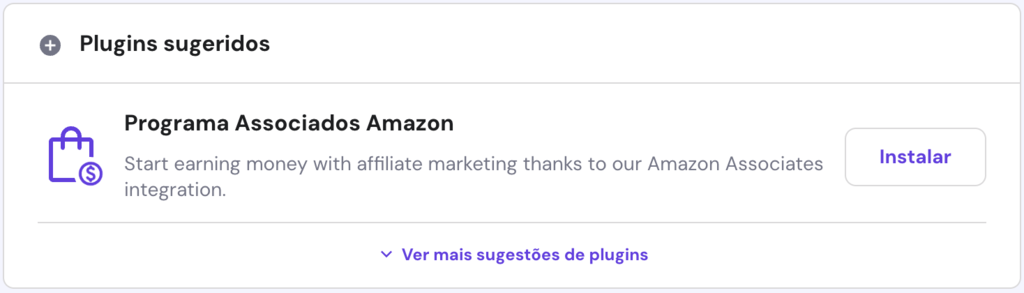 janela de instalação do plugin Programa Associados Amazon