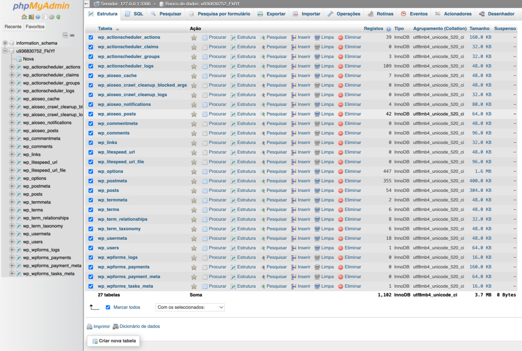 Selecionando todas tabelas do banco de dados