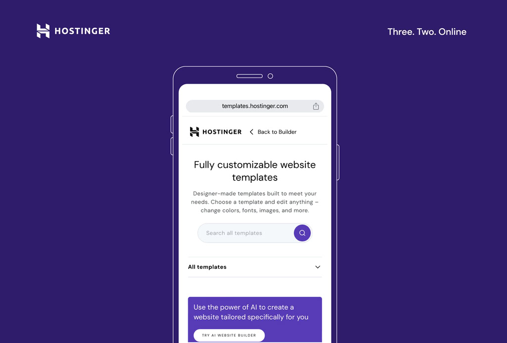 criando template com ia no editor mobile da hostinger
