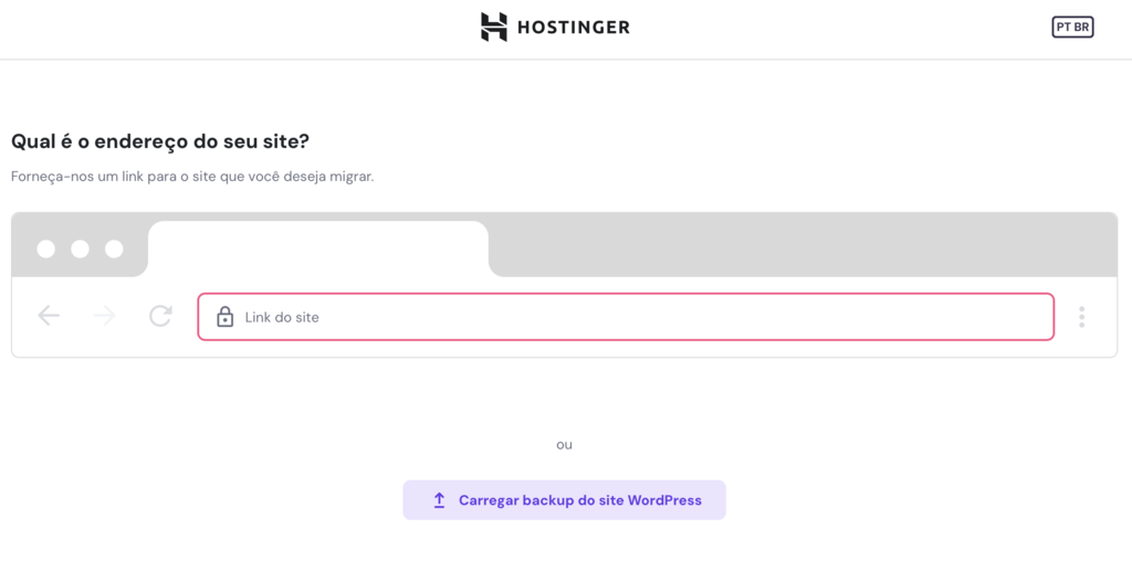 op&ccedil;&atilde;o carregar backup do site wordpress ao migrar site no hpanel