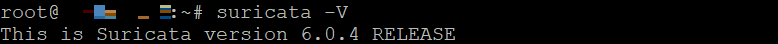 Terminal mostrando a vers&atilde;o do Suricata