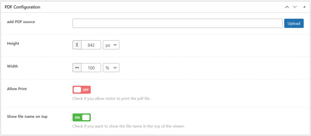 configura&ccedil;&otilde;es do plugin pdf poster
