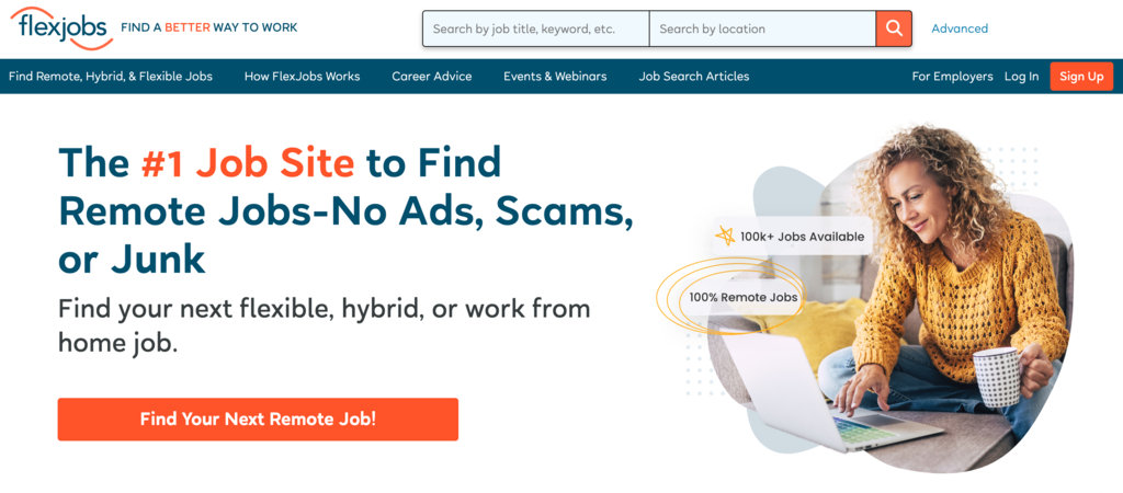 p&aacute;gina da flexjobs