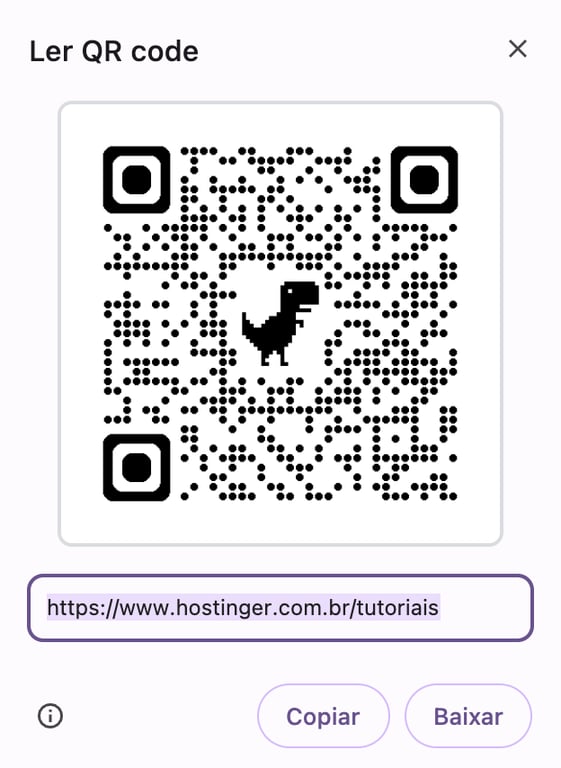 tela de compartilhar qr code no chrome para desktop
