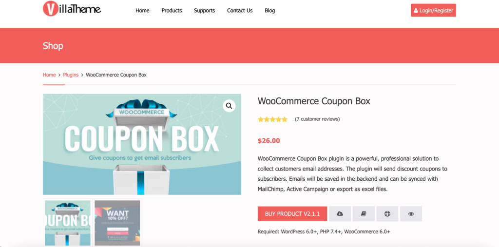 p&aacute;gina de venda do plugin coupon box for woocommerce