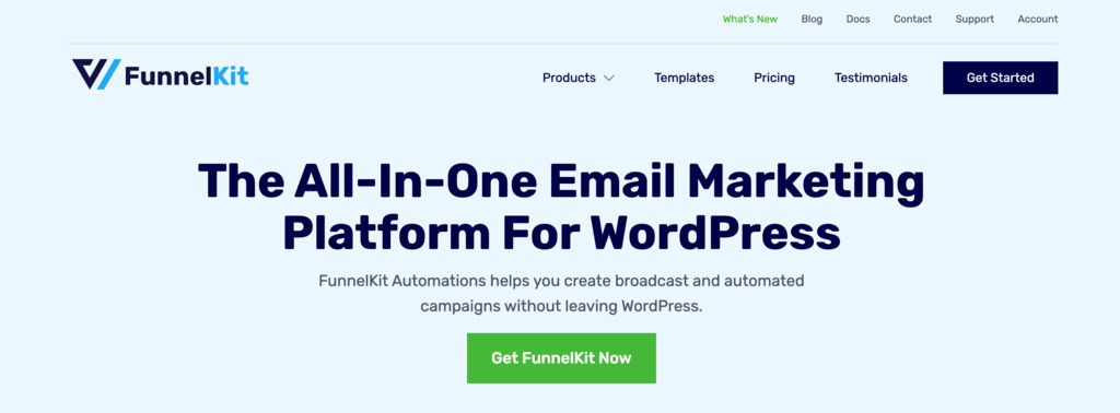 plugins de cupom wordpress: p&aacute;gina inicial do FunnelKit automations