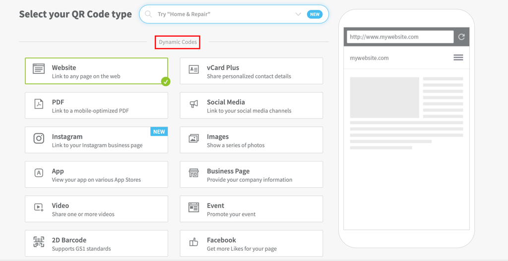 op&ccedil;&otilde;es para criar qr code no qr code generator