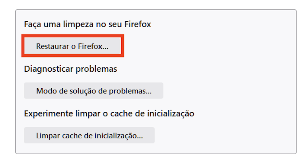 restaurar o Firefox