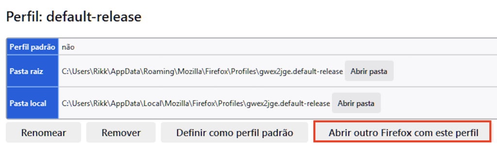 Abrir outro Firefox com este perfil