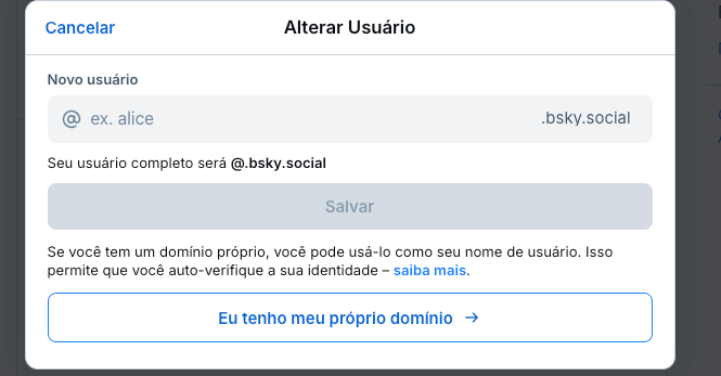 Adicionando domínio na bluesky
