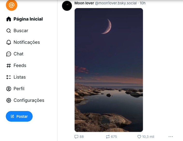 página inicial bluesky
