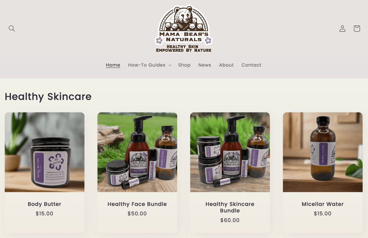 loja virtual de produtos de beleza artesanais mama bear's naturals