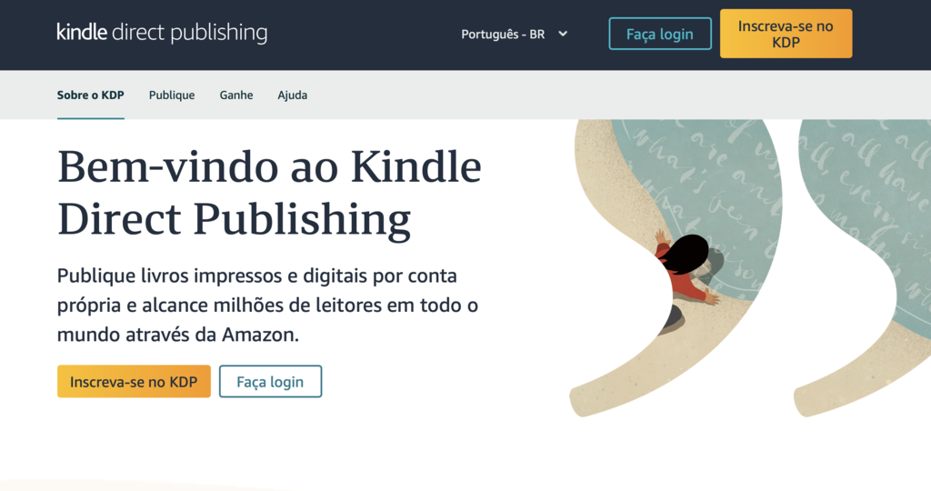 p&aacute;gina do amazon kindle direct publishing (KDP)
