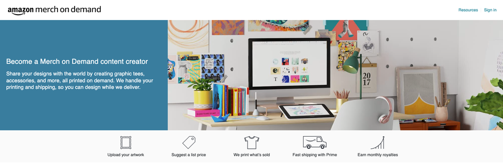 p&aacute;gina do amazon merch on demand