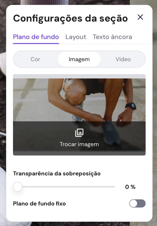 configura&ccedil;&otilde;es da se&ccedil;&atilde;o no criador de sites da hostinger