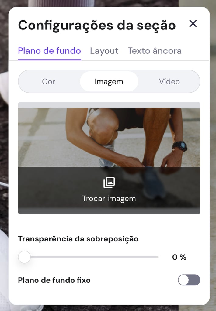 configura&ccedil;&otilde;es da se&ccedil;&atilde;o no criador de sites da hostinger