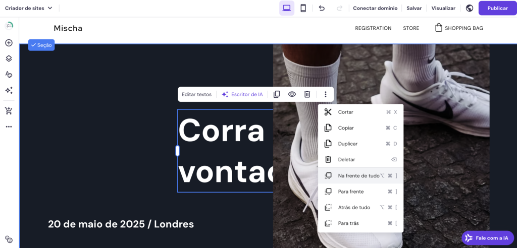 op&ccedil;&otilde;es de layout no criador de sites da hostinger