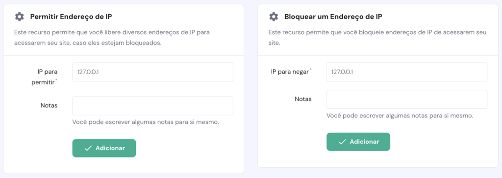 Permitir e Bloquear IPs