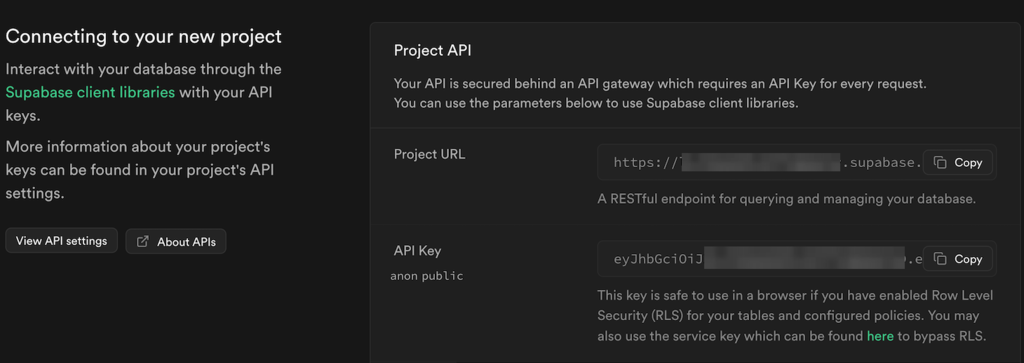 Coletando credenciais de banco de dados no Supabase

