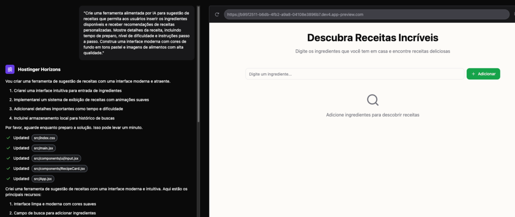 hostinger horizons prompt