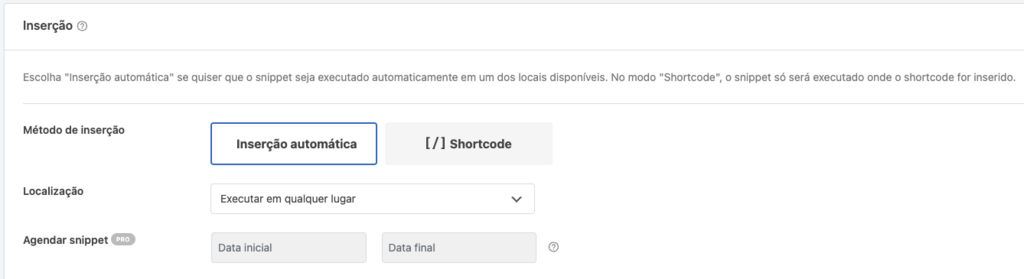 inserindo snippet plugin wpcode
