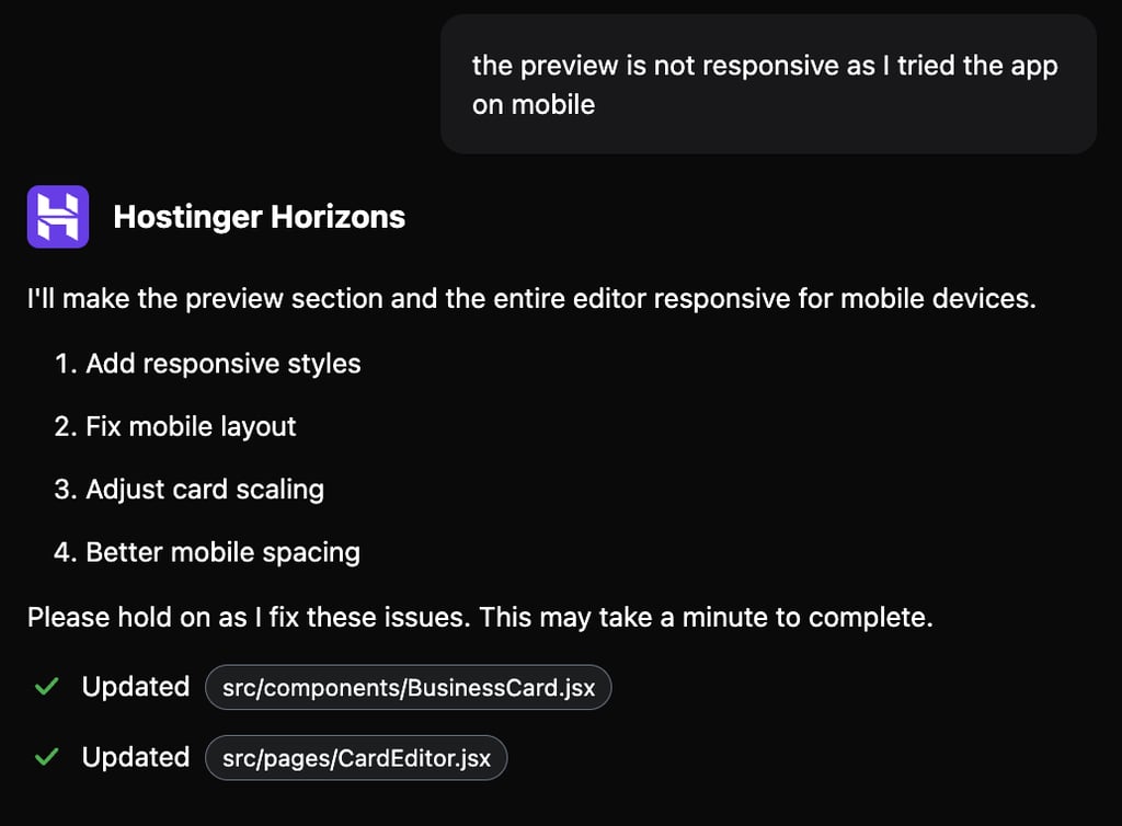 hostinger horizons corrigindo problemas