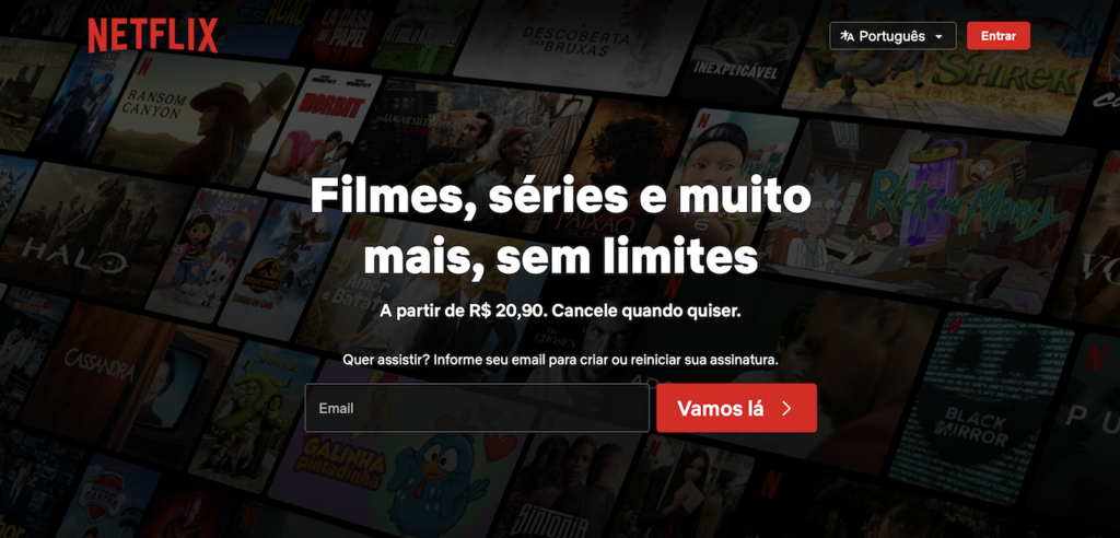 página inicial da netflix