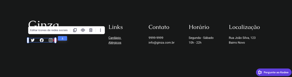 Como editar os ícones de redes sociais