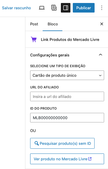 adicionando link de afiliado no mercado livre com o plugin conector de afiliado da hostinger para wordpress