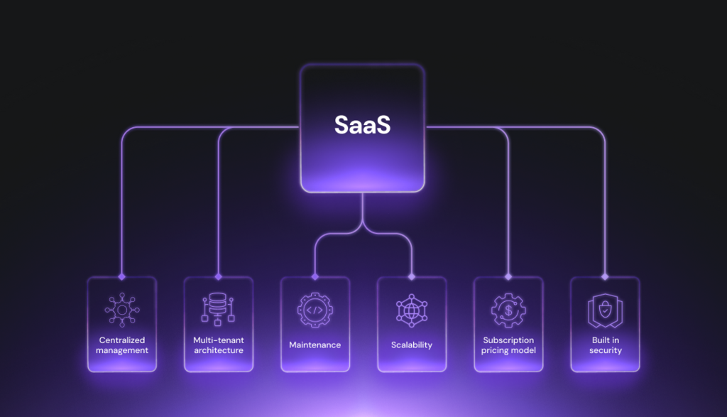 infográfico com principais características do saas