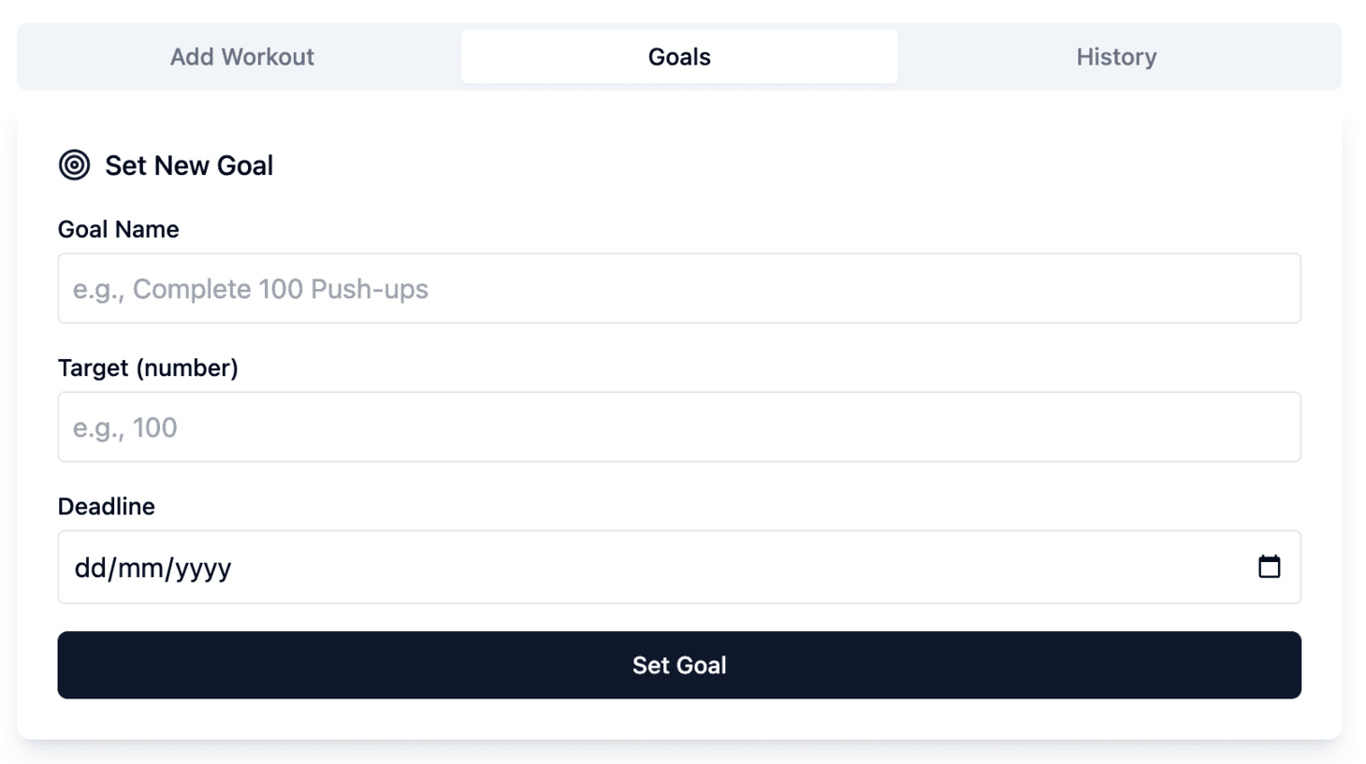 web app criado com a hostinger horizons adicionando metas de fitness