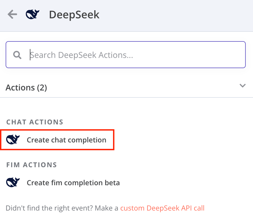 op&ccedil;&atilde;o create chat completion no editor do n8n para deep seek