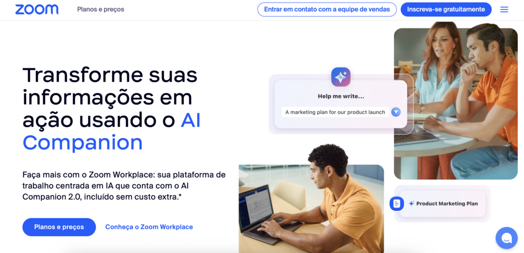 p&aacute;gina inicial do zoom