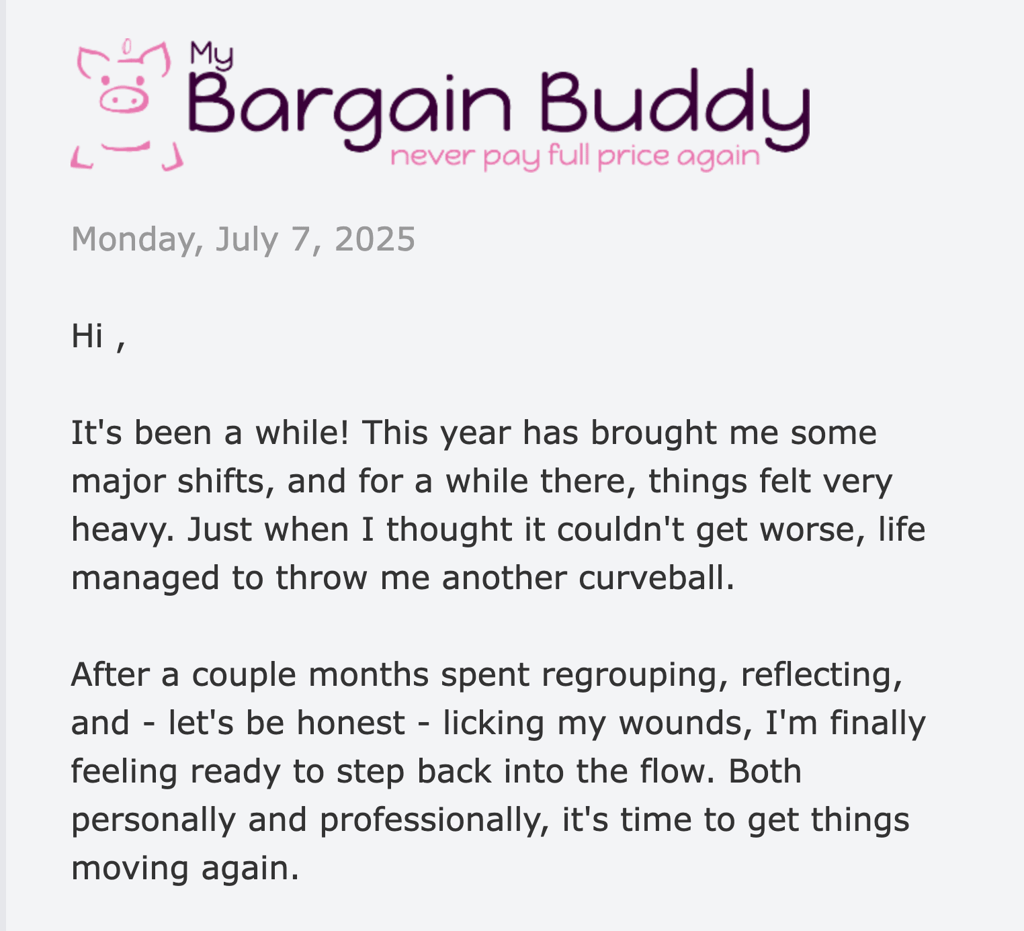 campanha de email marketing da my bargain buddy