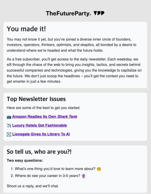 exemplo de campanha de email marketing do the future party