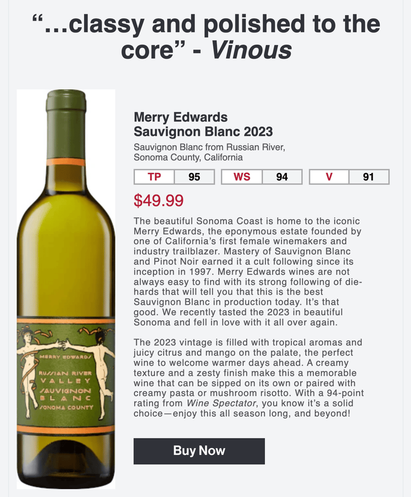 campanha de email marketing da wine.com