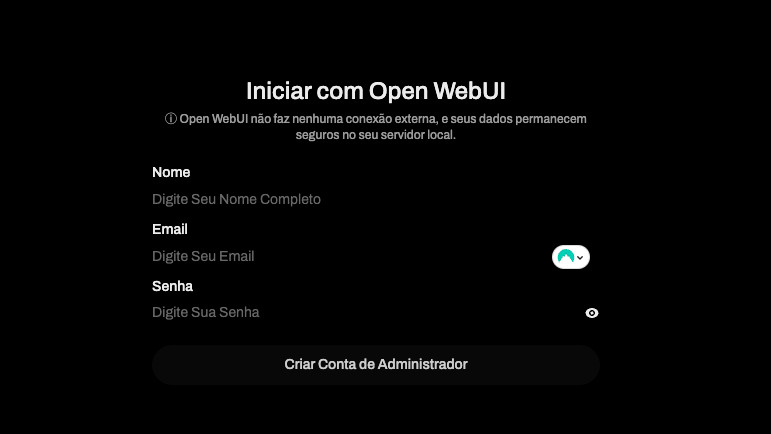 Criando conta na open webui