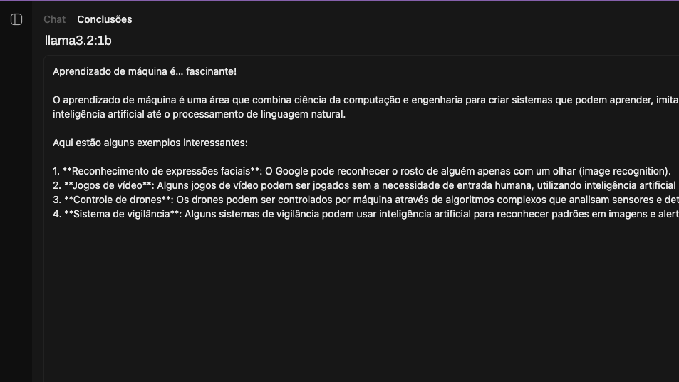 aba de conclusão no ollama