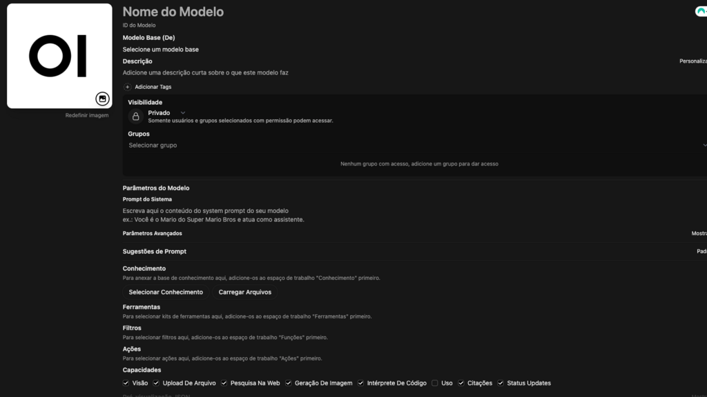 criando novo modelo no ollama