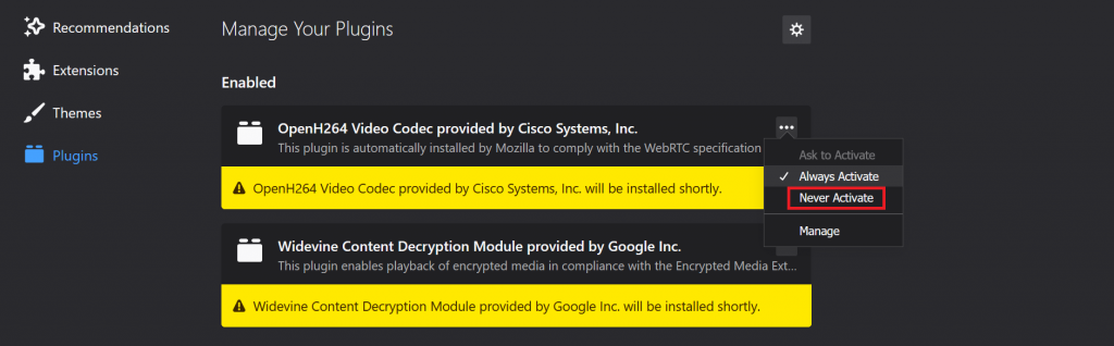desabilitando extensões no mozilla firefox