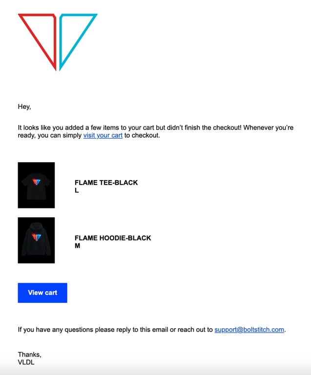 email de carrinho abandonado da viva la dirt