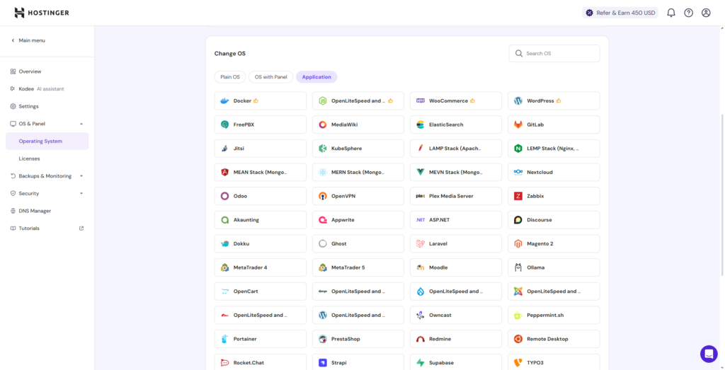 A Hostinger oferece um modelo Odoo pré-configurado.