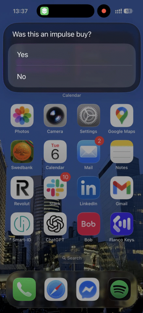 Uma janela pop-up do Atalho do iOS pergunta