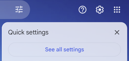 Configura&ccedil;&otilde;es r&aacute;pidas no Gmail, acess&iacute;veis pelo &iacute;cone de engrenagem.