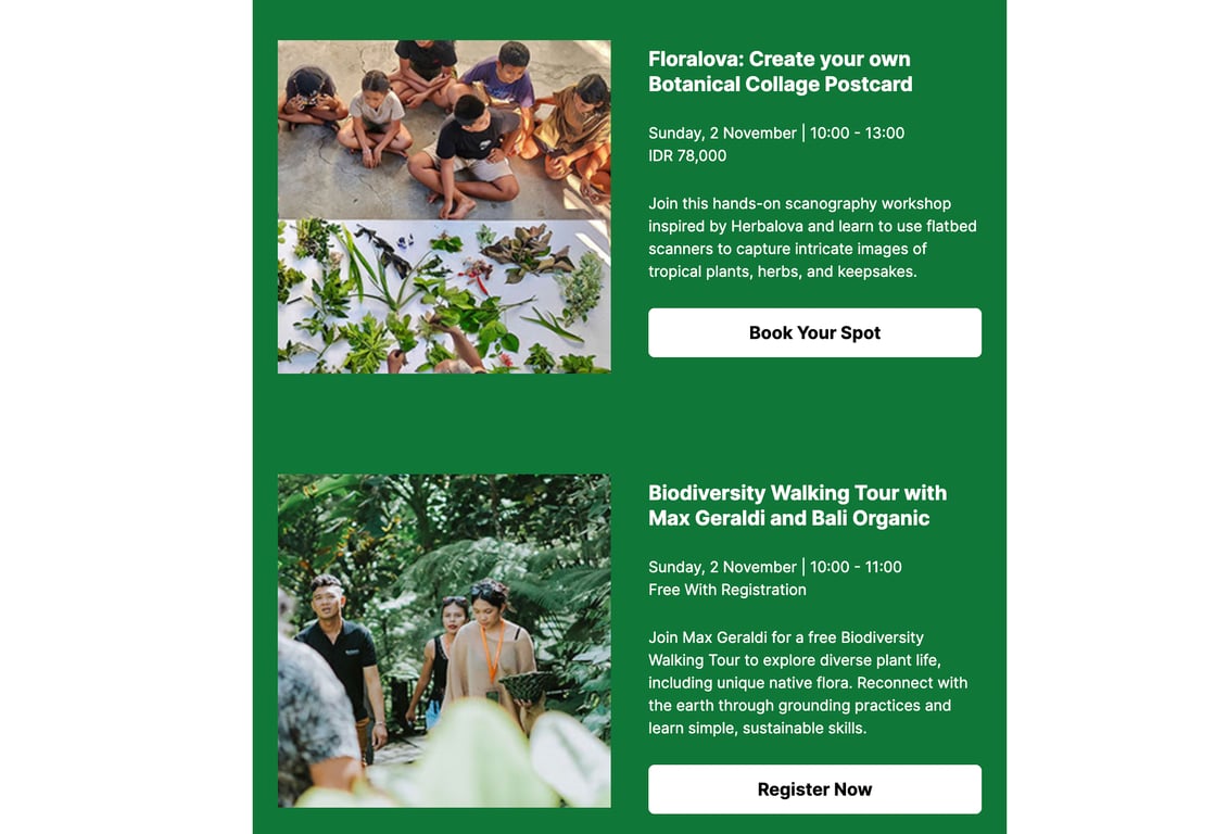 Exemplo de padrão em forma de F no boletim informativo do Ubud Writers & Readers Festival.