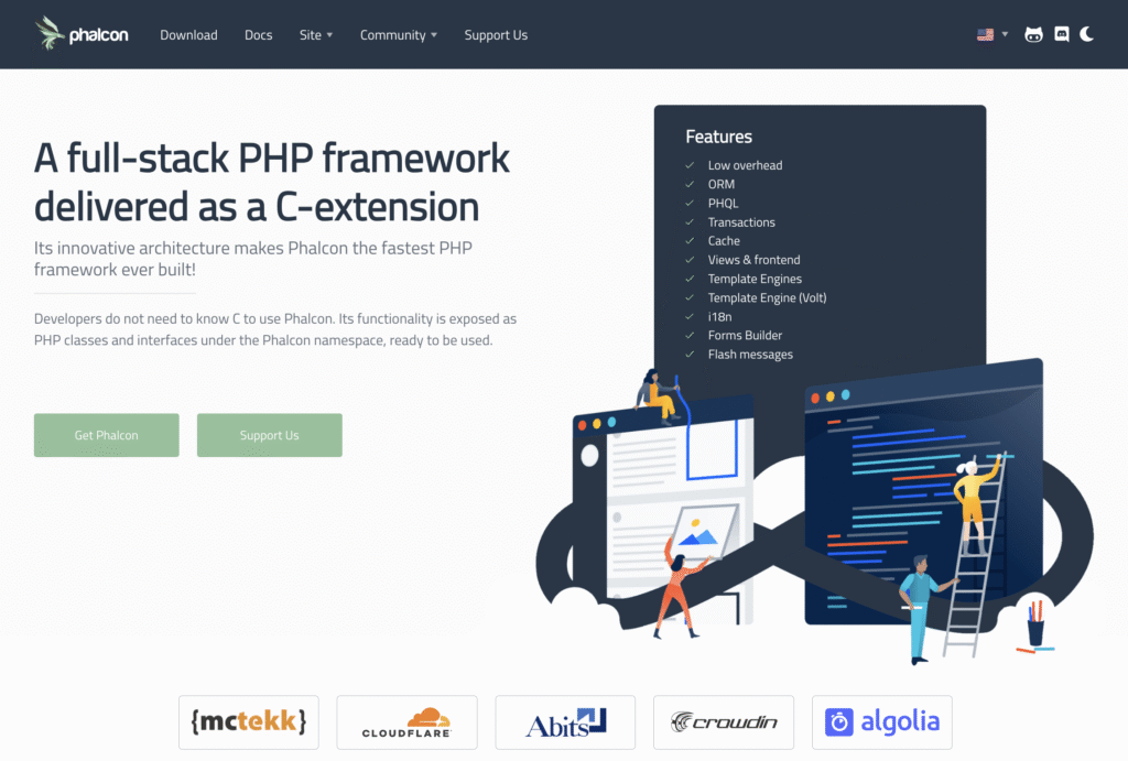 P&aacute;gina inicial oficial da Phalcon