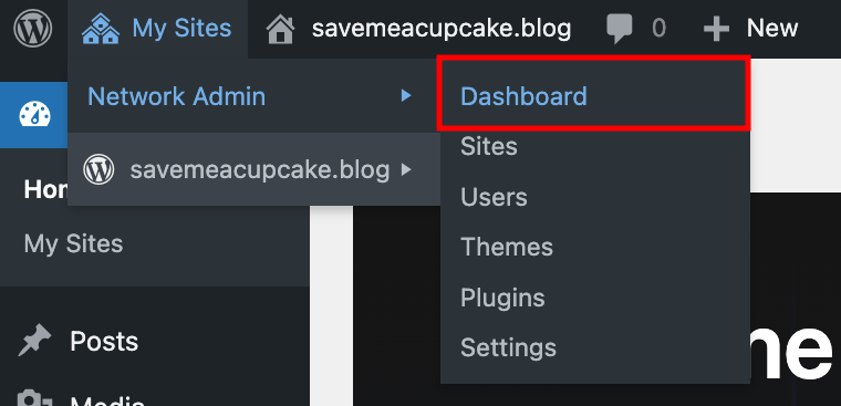 Painel de administra&ccedil;&atilde;o de rede WordPress em instala&ccedil;&atilde;o Multisite