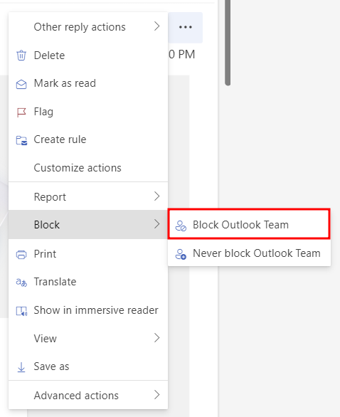 Mais configura&ccedil;&otilde;es no Outlook, com destaque para o recurso de bloqueio.
